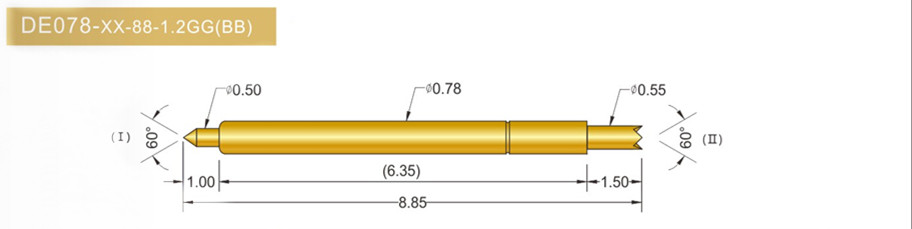 078雙頭探針尺寸、BGA雙頭頂針、雙向可動探針、帶彈簧頂針、測試探針