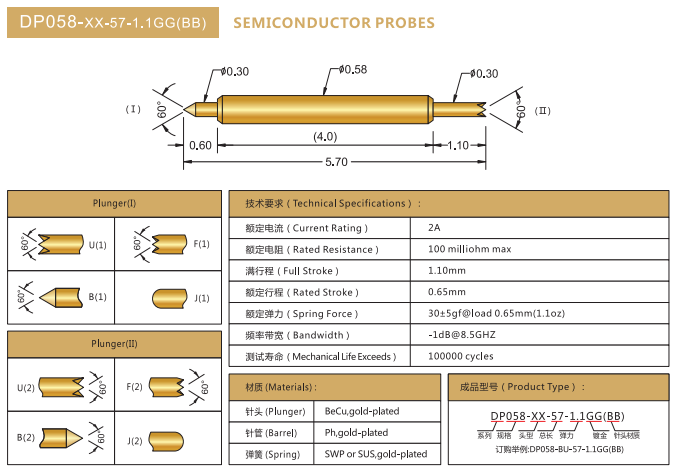 0.58mm雙頭探針,BGA探針,華榮華BGA雙頭測試針 0.58mm雙頭探針,BGA探針,華榮華BGA雙頭測試針